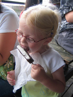 Darcy enjoys an ice cream