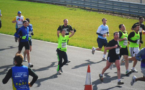 Martin Kemp training for the London Marathon at Silverstone Half Marathon